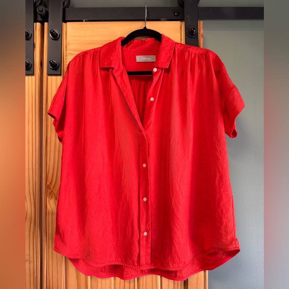 Everlane Japanese GoWeave Light Square Shirt in Red